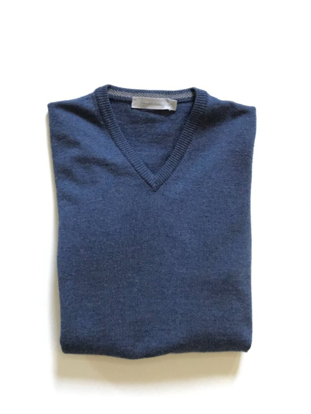 Ermenegildo Zegna Wool Sweater Jumper Mens 50 Medium Blue V Neck Pullover Knit